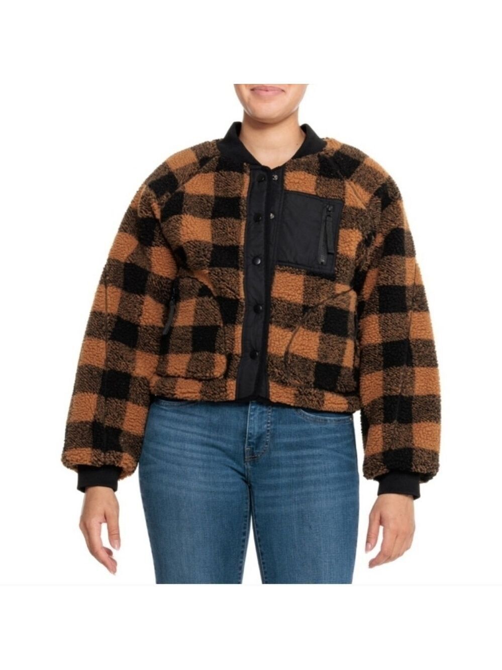 Blank NYC Checkered Fleece Jacket - Insulated